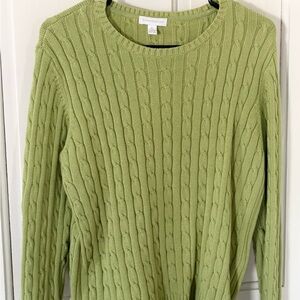 Charter Club Peridot Green Cable Knit Sweater
